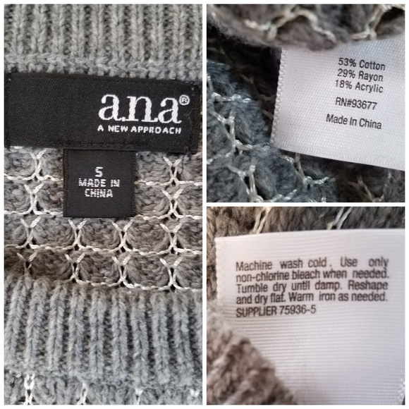 a.n.a. Gray Knit Crew Neck Pullover cozy fall winter long sleeved Sweater Small - Picture 6 of 8